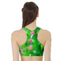 Green Birch Leaves, Pink Flowers Sports Bra with Border View2