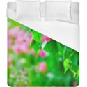 Green Birch Leaves, Pink Flowers Duvet Cover (California King Size) View1