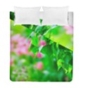 Green Birch Leaves, Pink Flowers Duvet Cover Double Side (Full/ Double Size) View1