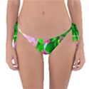 Green Birch Leaves, Pink Flowers Reversible Bikini Bottom View1