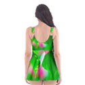 Green Birch Leaves, Pink Flowers Skater Dress Swimsuit View2