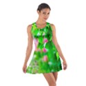 Green Birch Leaves, Pink Flowers Cotton Racerback Dress View1