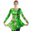 Green Birch Leaves, Pink Flowers Long Sleeve Tunic  View1