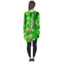 Green Birch Leaves, Pink Flowers Long Sleeve Tunic  View2