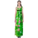 Green Birch Leaves, Pink Flowers Empire Waist Maxi Dress View1