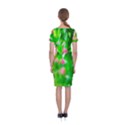 Green Birch Leaves, Pink Flowers Classic Short Sleeve Midi Dress View2