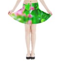 Green Birch Leaves, Pink Flowers Mini Flare Skirt View3