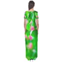 Green Birch Leaves, Pink Flowers Short Sleeve Maxi Dress View2