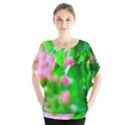 Green Birch Leaves, Pink Flowers Blouse View1