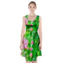 Green Birch Leaves, Pink Flowers Racerback Midi Dress View1