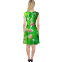 Green Birch Leaves, Pink Flowers Capsleeve Midi Dress View2