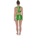 Green Birch Leaves, Pink Flowers Racerback Boyleg Bikini Set View2