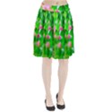 Green Birch Leaves, Pink Flowers Pleated Skirt View1