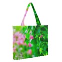 Green Birch Leaves, Pink Flowers Medium Tote Bag View2