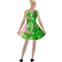 Green Birch Leaves, Pink Flowers Velvet Skater Dress View2