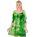 Green Birch Leaves, Pink Flowers Cutout Spaghetti Strap Chiffon Dress View1