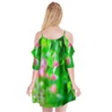 Green Birch Leaves, Pink Flowers Cutout Spaghetti Strap Chiffon Dress View2