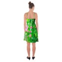 Green Birch Leaves, Pink Flowers Ruffle Detail Chiffon Dress View2