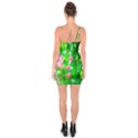 Green Birch Leaves, Pink Flowers One Soulder Bodycon Dress View2