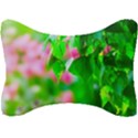 Green Birch Leaves, Pink Flowers Seat Head Rest Cushion View1