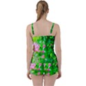 Green Birch Leaves, Pink Flowers Tie Front Two Piece Tankini View2