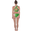 Green Birch Leaves, Pink Flowers Cross Back Hipster Bikini Set View2