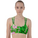 Green Birch Leaves, Pink Flowers Line Them Up Sports Bra View1