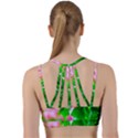 Green Birch Leaves, Pink Flowers Line Them Up Sports Bra View2