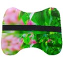 Green Birch Leaves, Pink Flowers Head Support Cushion View2