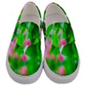 Green Birch Leaves, Pink Flowers Men s Canvas Slip Ons View1