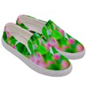 Green Birch Leaves, Pink Flowers Men s Canvas Slip Ons View3