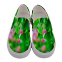 Green Birch Leaves, Pink Flowers Women s Canvas Slip Ons View1