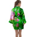 Green Birch Leaves, Pink Flowers Long Sleeve Kimono Robe View2