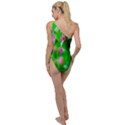 Green Birch Leaves, Pink Flowers To One Side Swimsuit View2