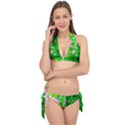 Green Birch Leaves, Pink Flowers Tie It Up Bikini Set View1