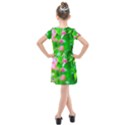 Green Birch Leaves, Pink Flowers Kids  Cross Web Dress View2