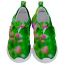 Green Birch Leaves, Pink Flowers Velcro Strap Shoes View1