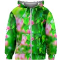 Green Birch Leaves, Pink Flowers Kids Zipper Hoodie Without Drawstring View1