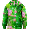 Green Birch Leaves, Pink Flowers Kids Zipper Hoodie Without Drawstring View2