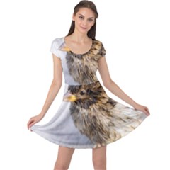 Funny Wet Sparrow Bird Cap Sleeve Dress by FunnyCow