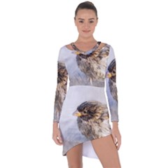 Funny Wet Sparrow Bird Asymmetric Cut-out Shift Dress by FunnyCow