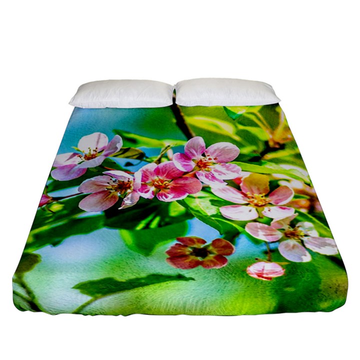 Crab Apple Flowers Fitted Sheet (California King Size)