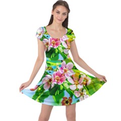 Crab Apple Flowers Cap Sleeve Dress by FunnyCow