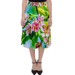 Crab Apple Flowers Folding Skater Skirt by FunnyCow