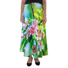 Crab Apple Flowers Flared Maxi Skirt by FunnyCow