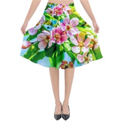 Crab Apple Flowers Flared Midi Skirt by FunnyCow