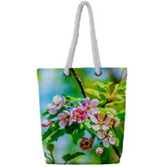 Crab Apple Flowers Full Print Rope Handle Tote (small) by FunnyCow