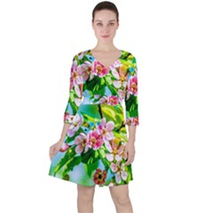 Crab Apple Flowers Ruffle Dress by FunnyCow