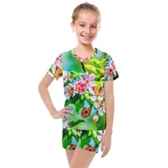 Crab Apple Flowers Kids  Mesh Tee And Shorts Set