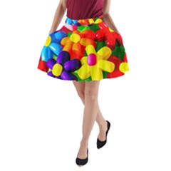 Toy Balloon Flowers A-line Pocket Skirt by FunnyCow